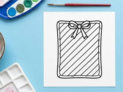 Etiqueta de presente de Natal desenhada à mão com laço de fita, rótulo de presente festivo esboço.