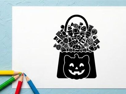 Halloween Trick-or-Treat Bag Filled with Candy and Sweets