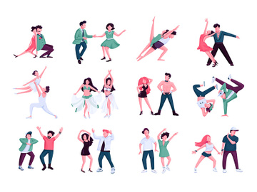 Partner dance flat color vector faceless characters set preview picture