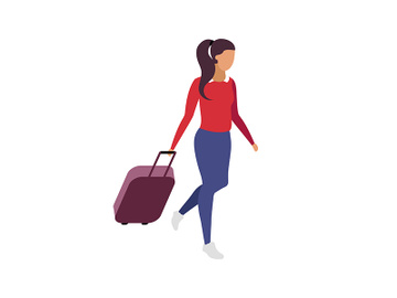 Solo travel for woman flat color vector faceless character preview picture