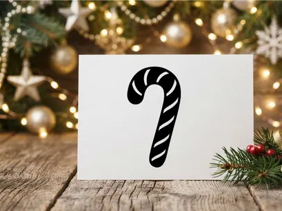 Black and white candy cane icon isolated on a white background