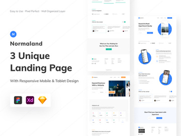 Normaland Responsive Landing Page UI Kit preview picture