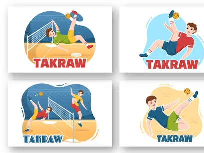 10 Takraw Sports Illustration