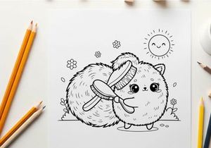 Cute hamster brushing teeth vector illustration flat design