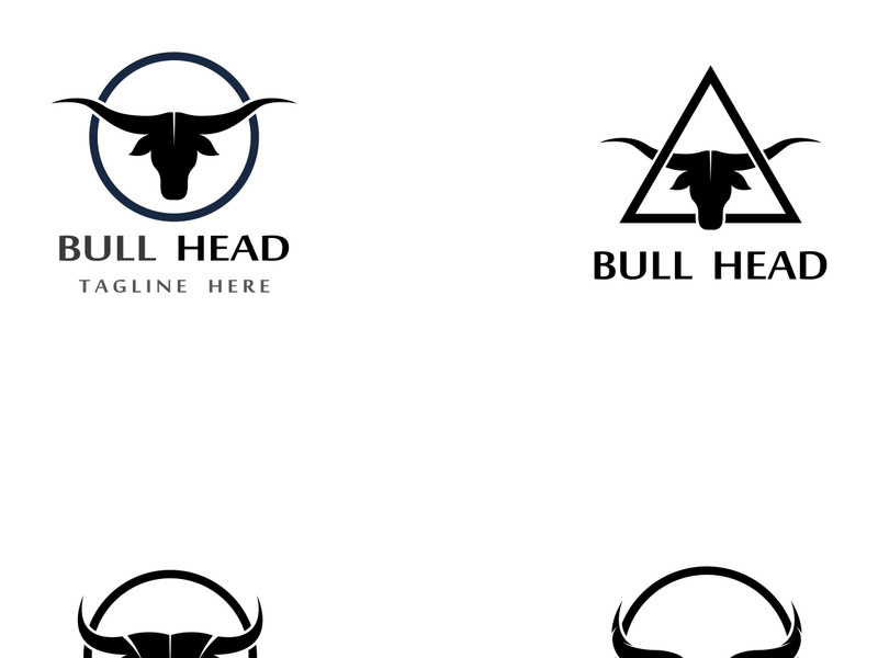 Retro vintage bull head horns logo design