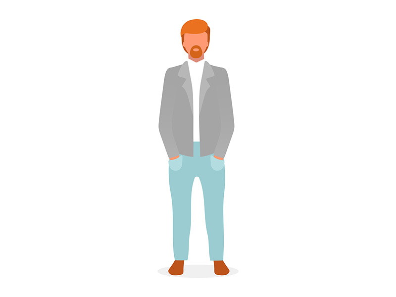 Casual style red haired guy flat vector illustration