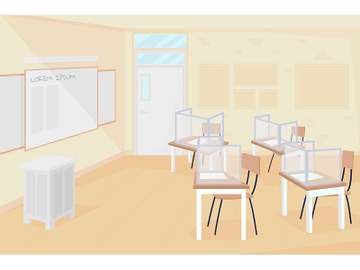 Empty class at school flat color vector illustration preview picture