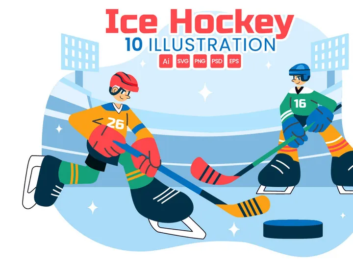 10 Ice Hockey Player Sport Illustration