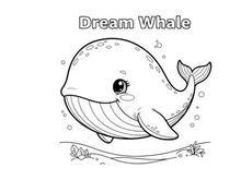 Dreamy whale swimming underwater vector illustration flat design