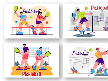 9 Pickleball Game Sport Illustration