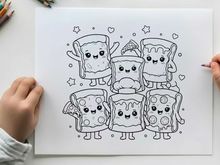Cute toast bread characters happy vector illustration