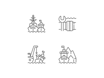 Maritime structures and regulation linear icons set preview picture