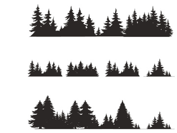 Coniferous trees silhouettes collection on white background , on different layers preview picture