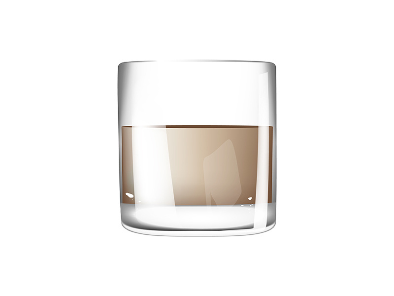Glass cup with drink realistic vector illustration
