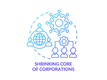 Shrinking core of corporations blue gradient concept icon preview picture