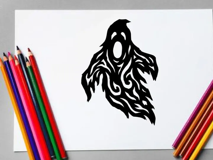 Black tribal hawk tattoo design for body art and ink enthusiasts