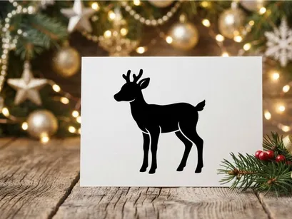 Schwarze Silhouette eines Rentiers isoliert auf weißem Hintergrund für Weihnachtsdesign