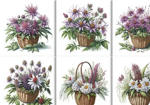 Watercolor Flower Basket Design
