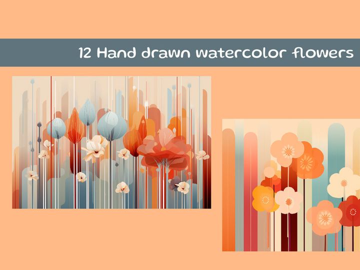 Hand drawn watercolor flowers