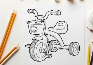Vintage tricycle with basket vector illustration flat design