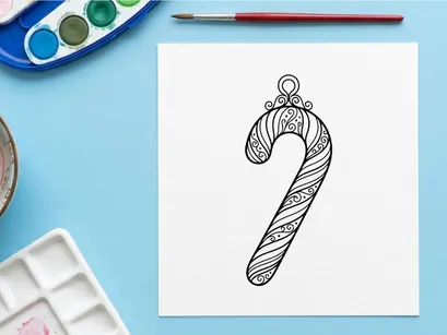 Ilustración de arte lineal de adornos decorativos de bastones de caramelo para proyectos de diseño navideño.