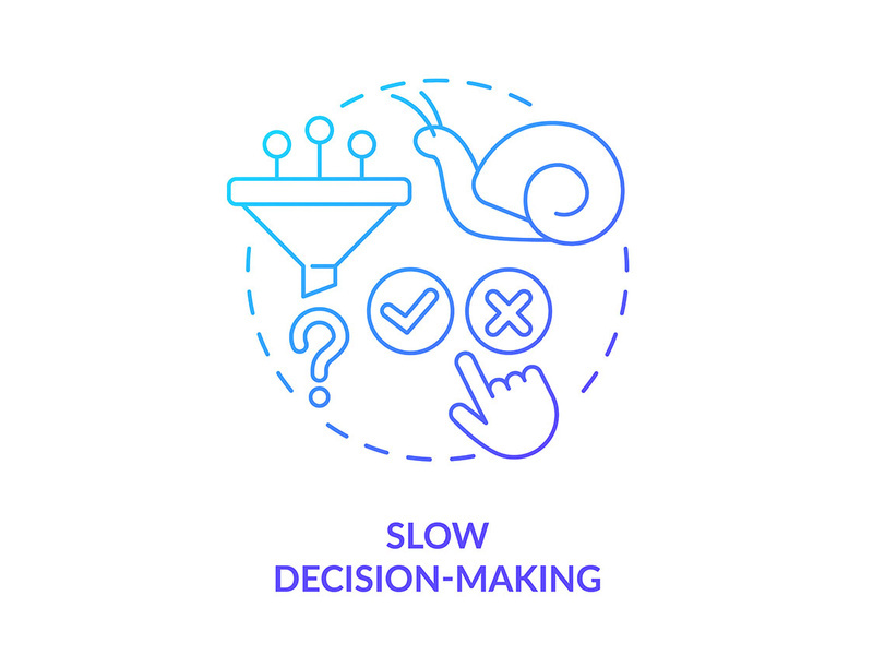 Slow decision-making blue gradient concept icon