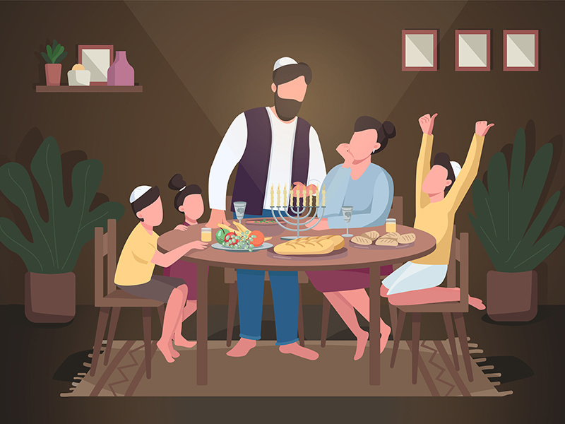 Hanukkah flat color vector illustration