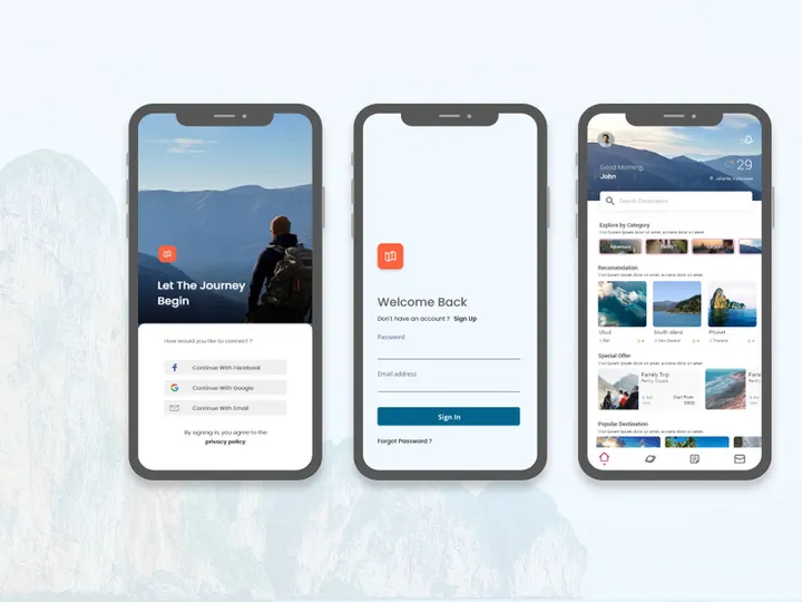 Travel UI Homescreen Adobe XD
