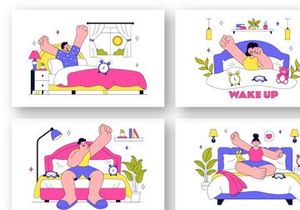 10 Wake Up Vector Illustration