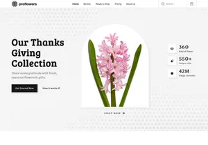 Pro flowers landing page UI kit template.