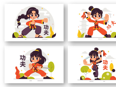 9 Kung Fu Chinese Sport Illustration