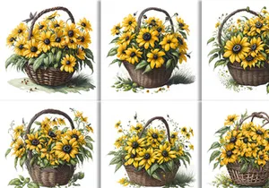 Watercolor Floral Flower Basket Design