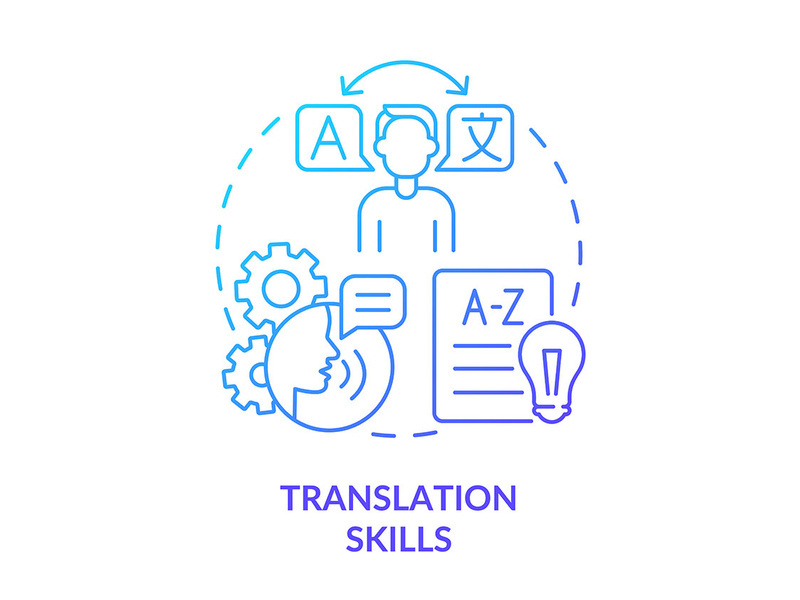 Translation skills blue gradient concept icon