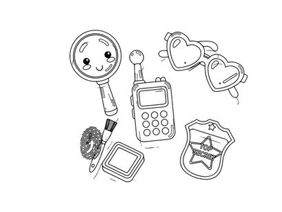 Investigation detective tools flat design vector illustration
