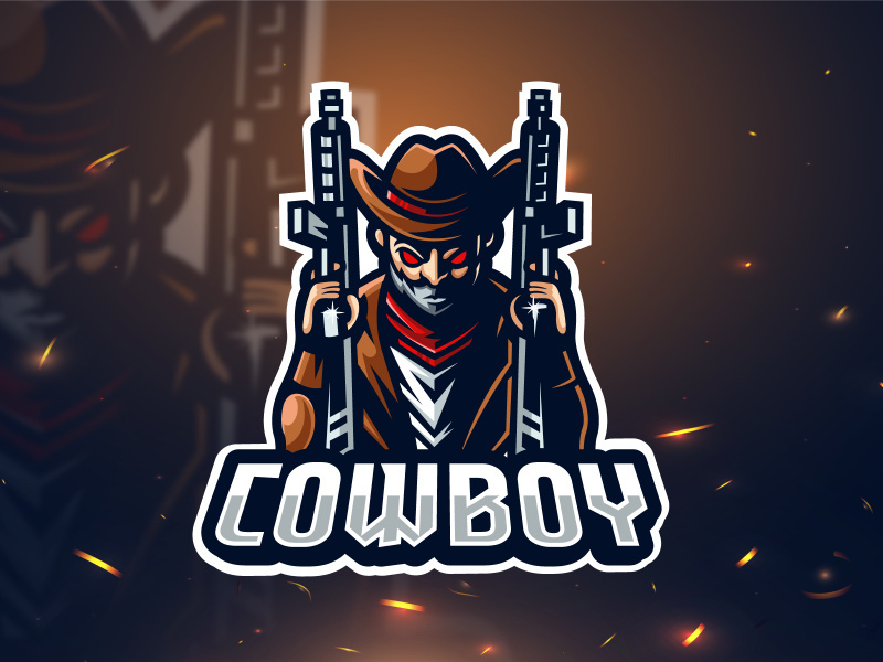 Cowboy esport mascot logo design vector