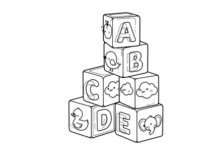 Alphabet blocks with animals vector illustration flat design