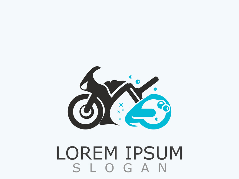 Motorcycle wash logo design elegant and sporty concept cleaning vector