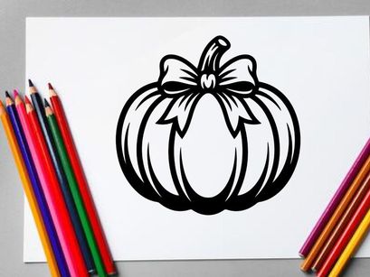 Abóbora de Halloween fofo com laço para decoração de outono e comemorações