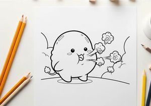 Cute cloud blowing flowers vector illustration flat design