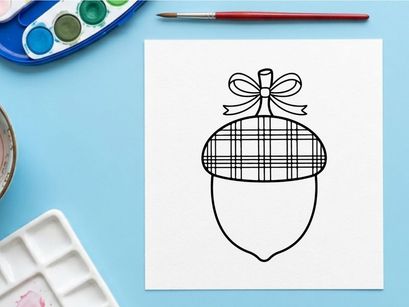 Cute Christmas ornament hanging on a string. Festive holiday decoration with a plaid pattern and bow, ideal for seasonal marketing and greeting cards.