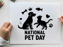 Vektorgrafik zum Nationalen Haustiertag mit Hund und Katze