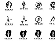 Spear Logo, Hunting Gear Design, Arrow War Weapon, Product Brand Vector
