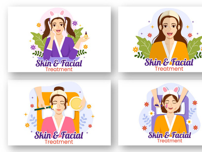 12 Facial and Skin Treatment Illustration