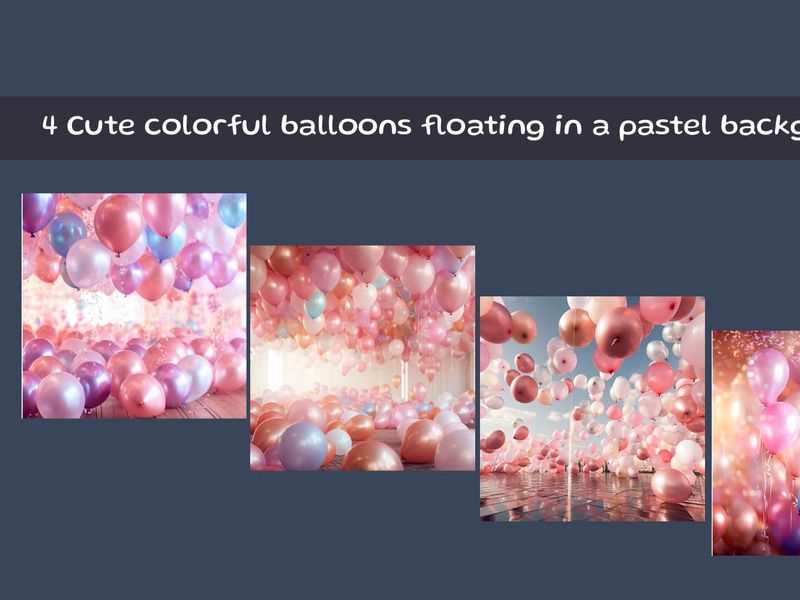 Cute colorful balloons floating in a pastel background