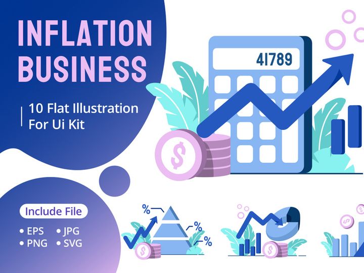 Inflation Business icon flat Illustration