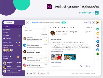 Email Web Application Template Mockup