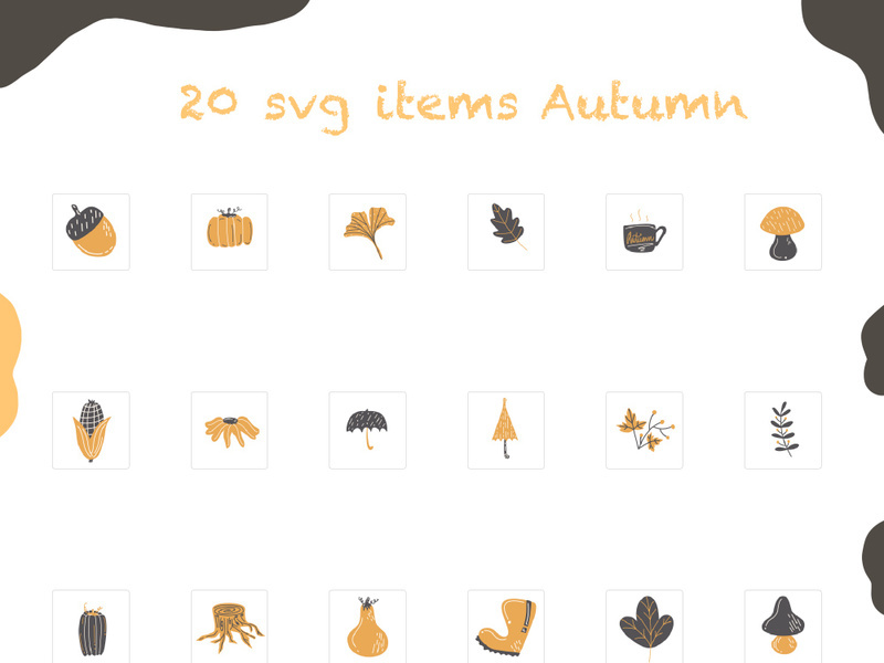 20 svg items Autumn elements illustration design art season plant