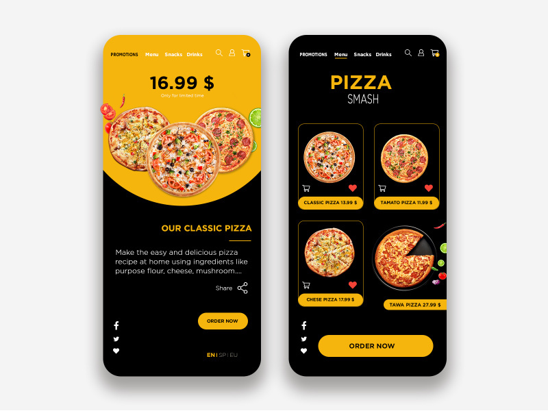 online  pizza order app design