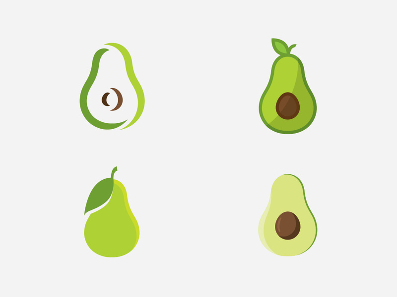 Avocado fruit logo template, healthy food symbols