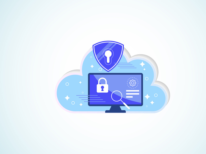 Cloud computing security design concept. Online security and data protection. Vector illustration